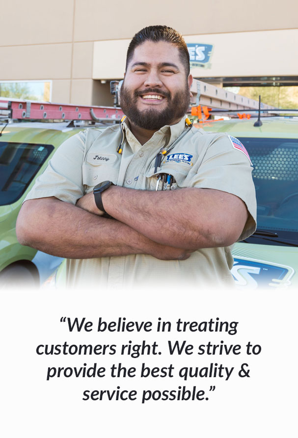 customer service quote with happy technician